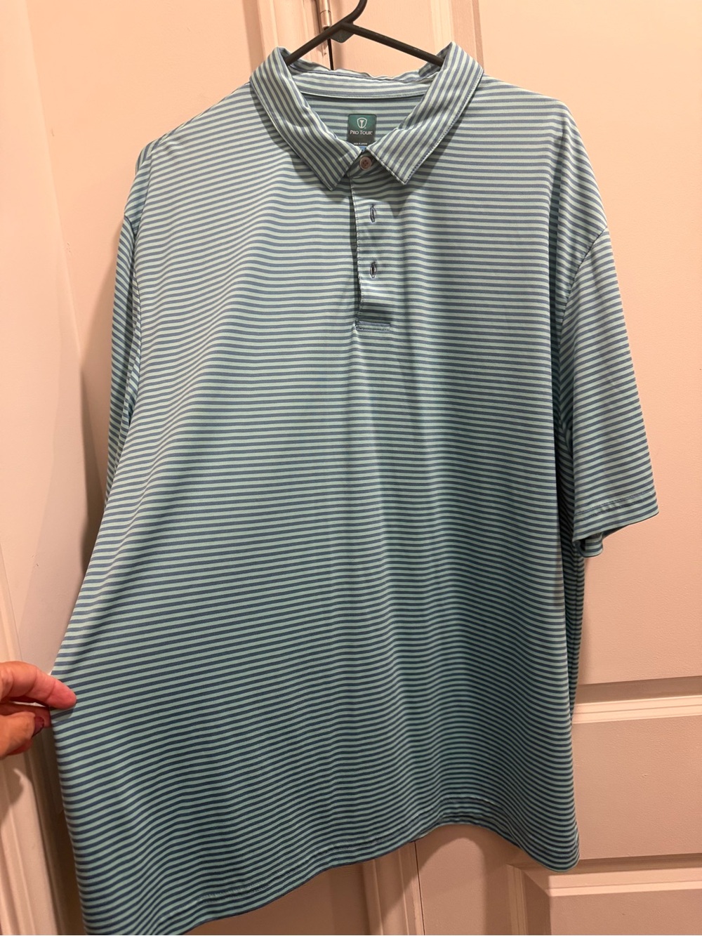 Pro Tour Striped Light Blue Polo Shirt